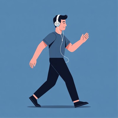 Man walking with headphones