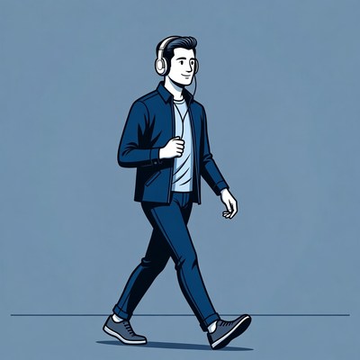 Man walking with headphones