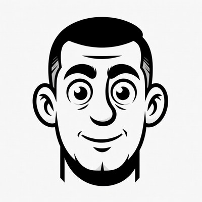 Cartoon smiling man face