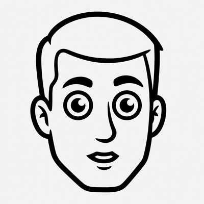 Cartoon man with wide eyes