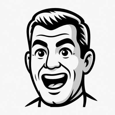 Cartoon man smiling with open mouth