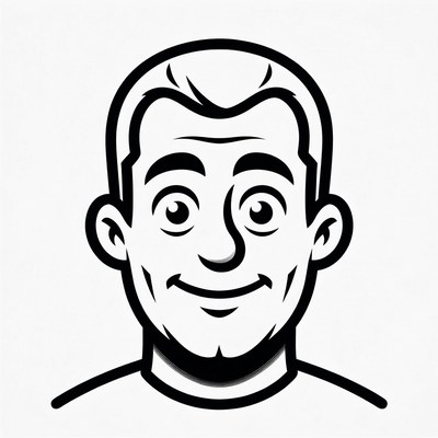 Cartoon smiling man face