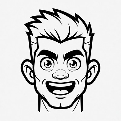 Cartoon boy smiling with spiky hair