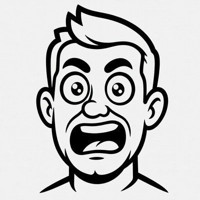 Cartoon Man with Shocked Expression