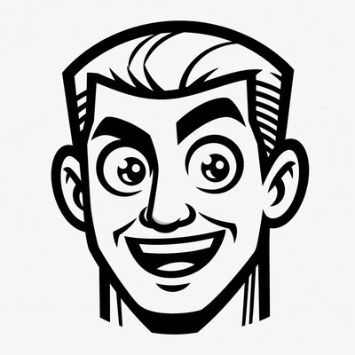 Cartoon Man with Excited Smile