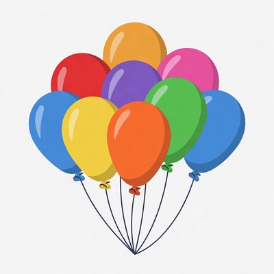Colorful Balloons Bouquet Illustration