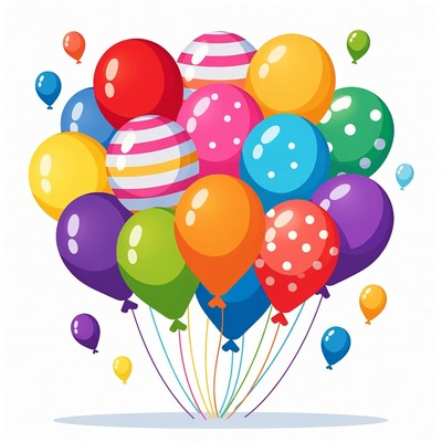 Colorful Balloons Bouquet Illustration