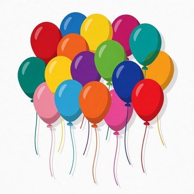 Colorful Balloons Clipart on White