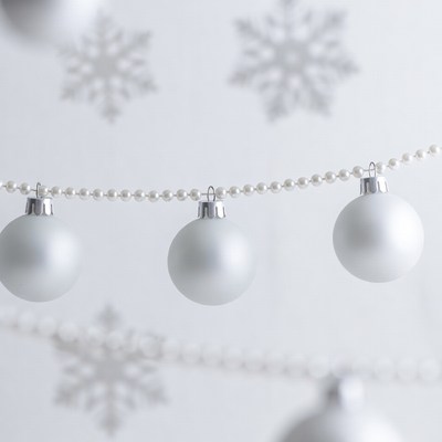 White Christmas Ornaments on Pearl Garland