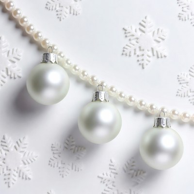 White Pearl Christmas Ornaments Snowflakes