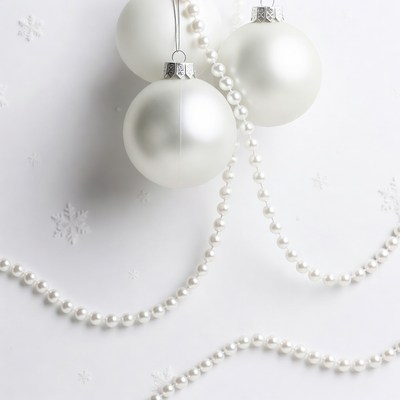 White Christmas Ornaments with Pearls