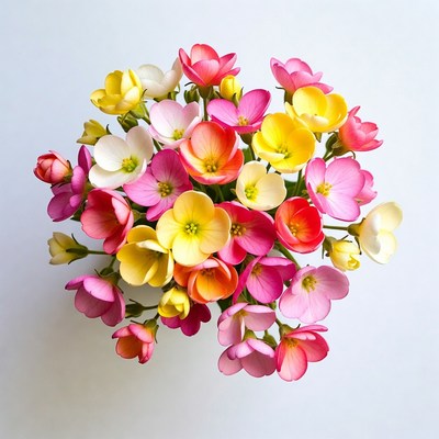 Colorful Begonia Bouquet on White Background