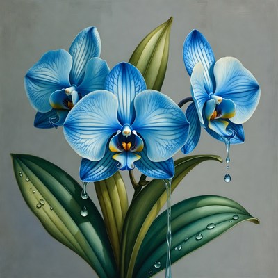 Blue Orchids with Dew Drops
