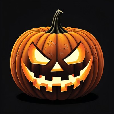 Jack-o'-lantern pumpkin on black background