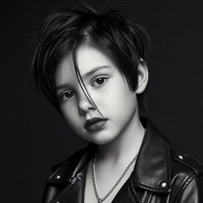 Boy in leather jacket portrait