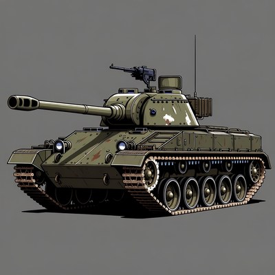 Green Soviet T-34 Tank Illustration