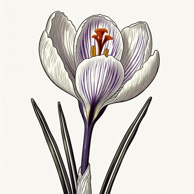 White Crocus Flower Illustration