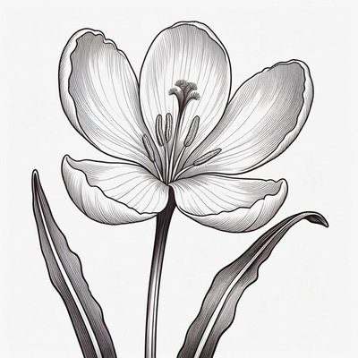 Tulip flower line art illustration