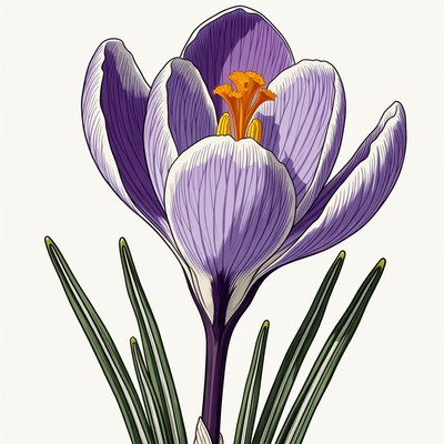 Purple Crocus Flower Illustration