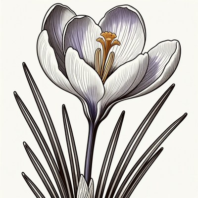 Purple Crocus Flower Illustration