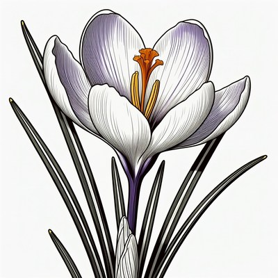 Purple Crocus Flower Illustration