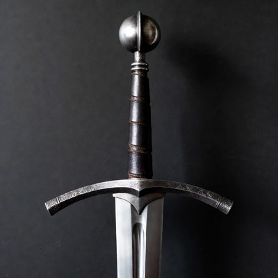 Medieval Knight Sword on Black Background