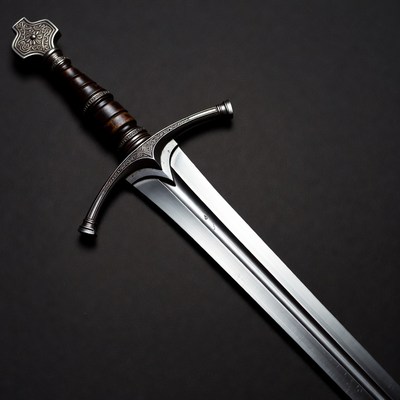 Ornate Medieval Sword on Black Background