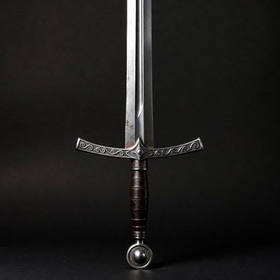 Medieval Sword on Black Background