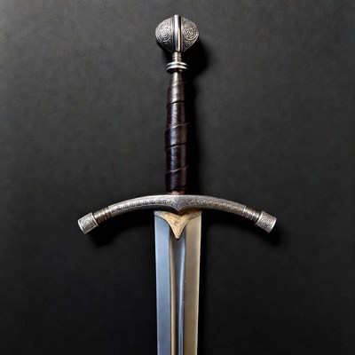 Medieval Sword on Black Background