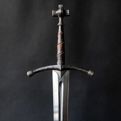 Medieval Sword on Black Background