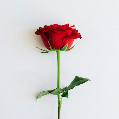 Red Rose on White Background