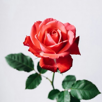 Red Rose on White Background
