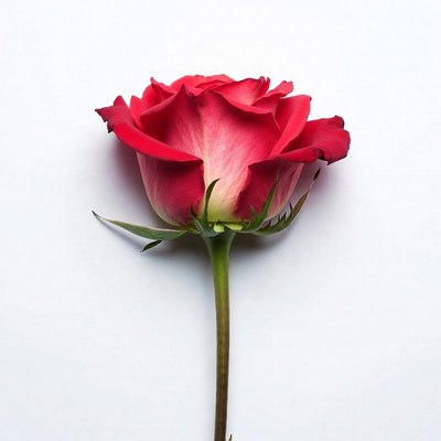 Red Rose on White Background