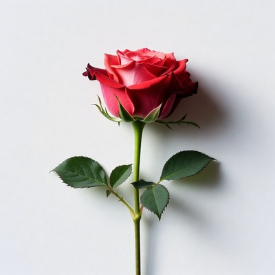 Red Rose on White Background