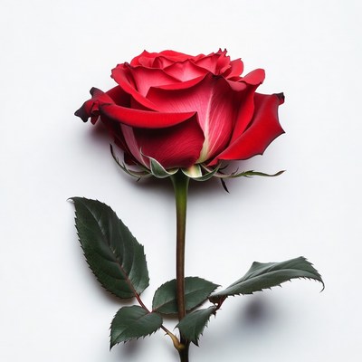 Red Rose on White Background