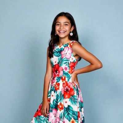 Girl in floral dress posing