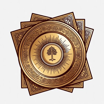 Golden Tree of Life Emblem Illustration