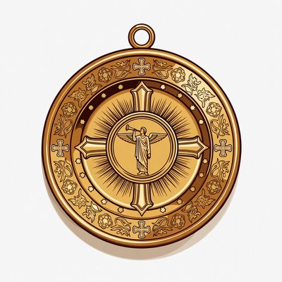 Golden Angel Trumpet Medal Illustration