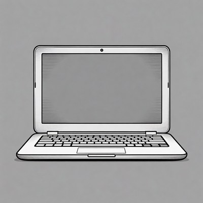 Line drawing laptop computer