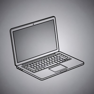 Line drawing laptop computer