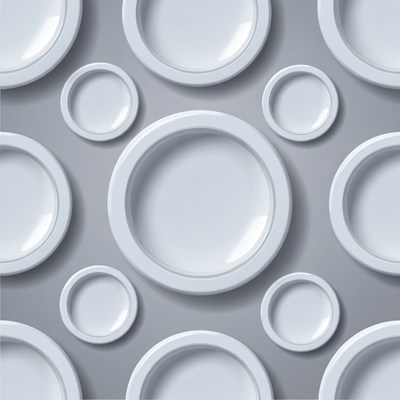White Plates Pattern on Gray Background