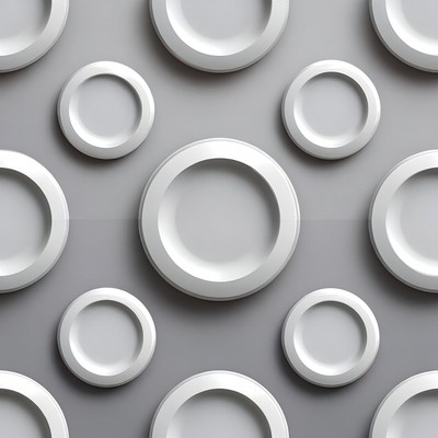 White Plates Pattern on Gray Background