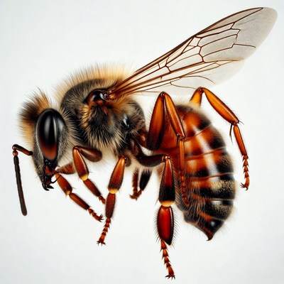 Honey Bee on White Background
