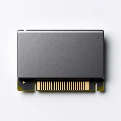 Silver NVMe SSD on white background