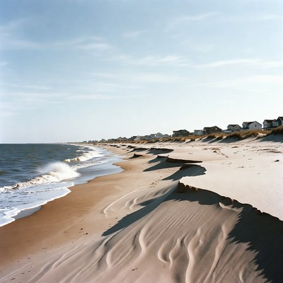 Beachfront Houses on Sandy Coastal Dunes