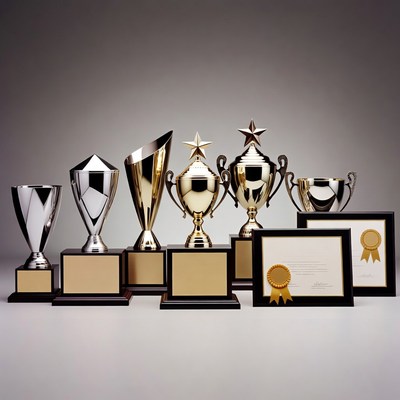 Shiny Trophies and Awards Display