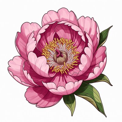 Pink peony flower illustration
