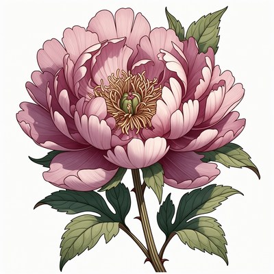 Pink Peony Flower Illustration