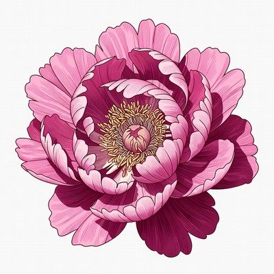 Pink Peony Flower Illustration