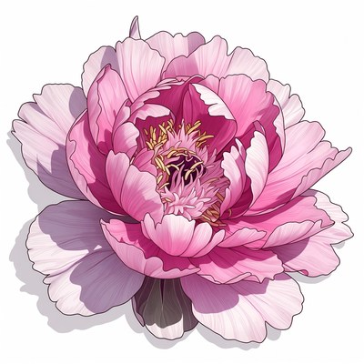 Pink Peony Flower Illustration